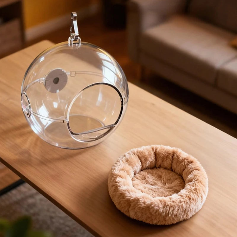 The Crystal Nest — Transparent Hanging Bird House for Parakeets & Small Parrots 🦜✨