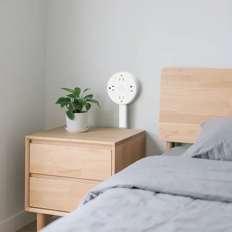 The Reach Around — Rotating Extendable Wall Plug Power Socket for Nightstands & Tight Spaces 🔌✨