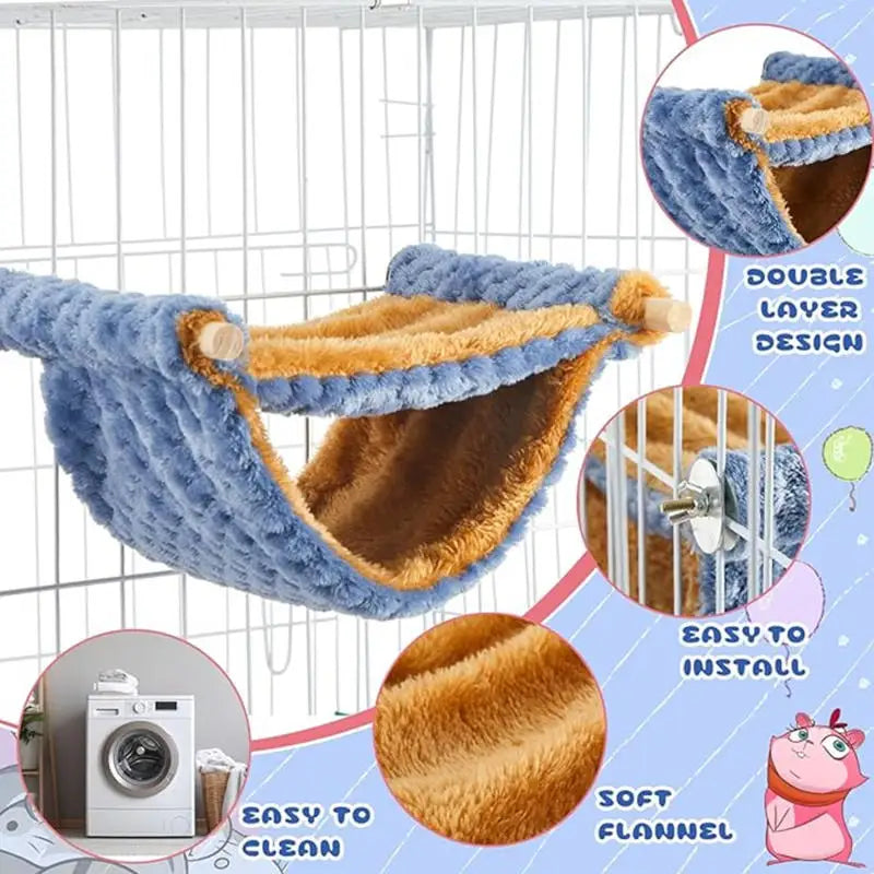The Snuggle Sack — Plush Hanging Hammock Bed for Small Pets 🐹✨