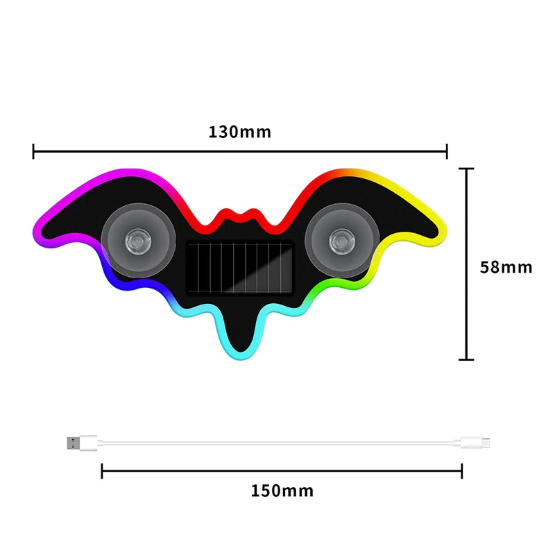 The Bat Signal — Solar Powered Bat LED Neon Atmosphere Light for Your Car 🦷💜