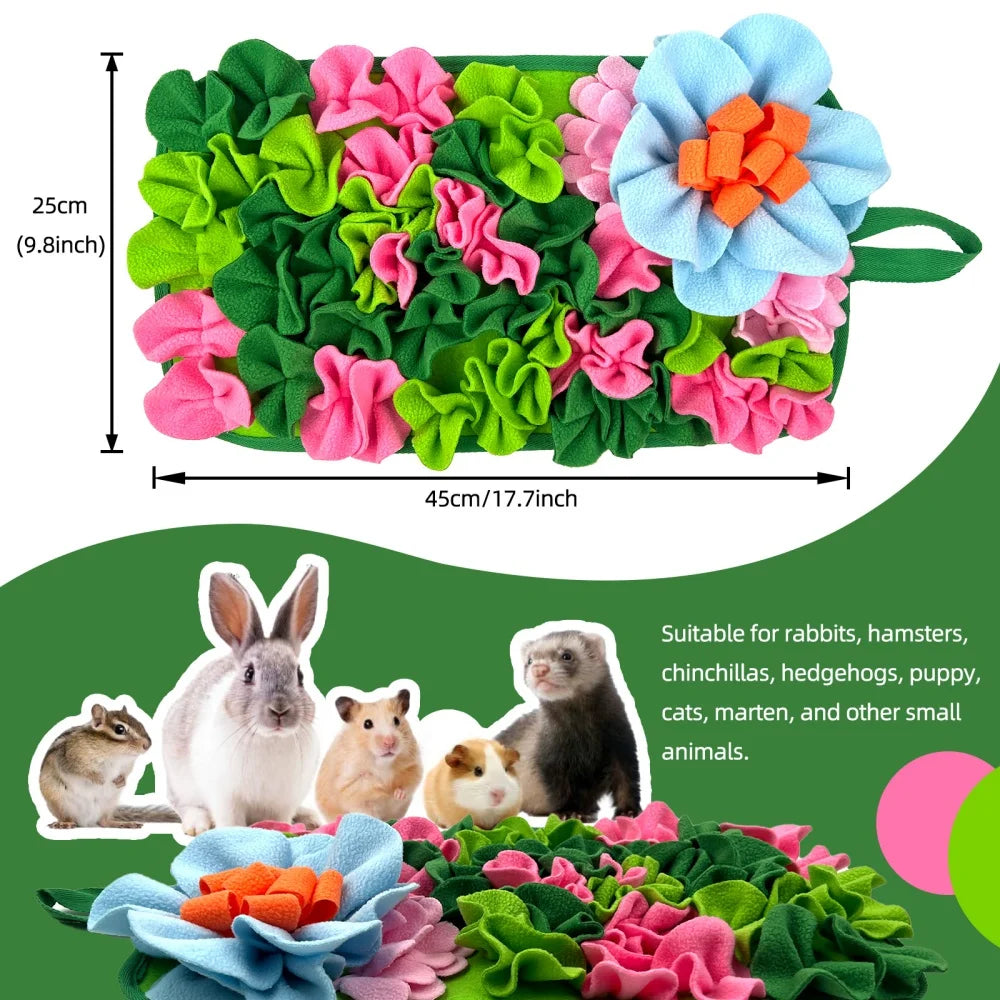 The Bloom Forager — Interactive Floral Feeding Mat for Rabbits, Guinea Pigs & Small Pets 🌸🐇