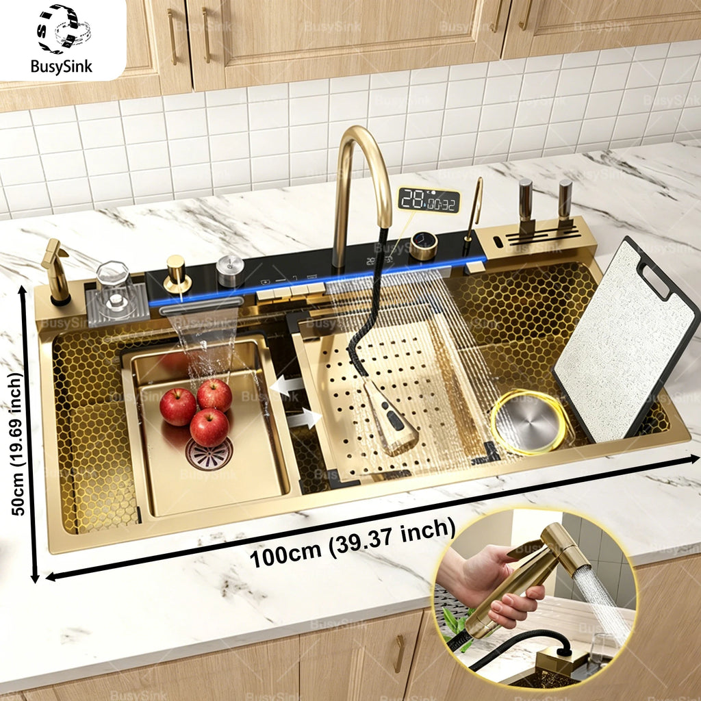 The Grandeur Waterfall Sink — Modern Luxury. Effortless Function. A Kitchen Centrepiece.