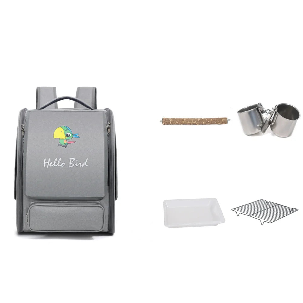 The Wing & Wander — Portable Bird Backpack Carrier with Perch & Tray 🦜✨