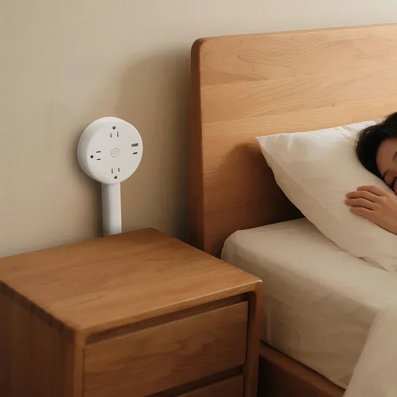 The Reach Around — Rotating Extendable Wall Plug Power Socket for Nightstands & Tight Spaces 🔌✨