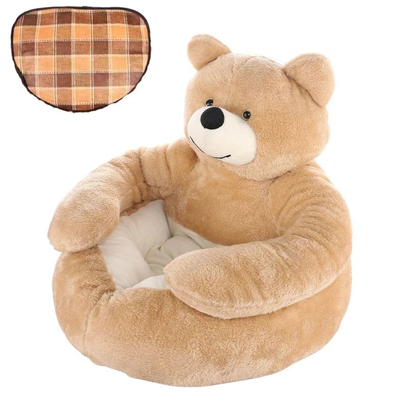 The Bear Hug Bed — Plush Semi-Enclosed Pet Nest for Dogs & Cats Who cuddle in Style 🐾🦎