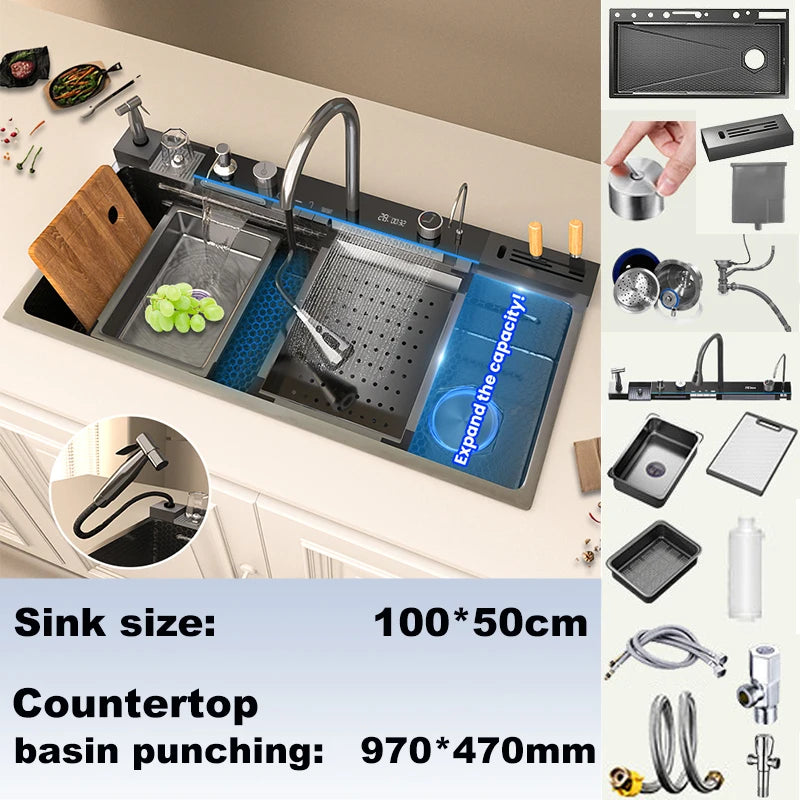 The Grandeur Waterfall Sink — Modern Luxury. Effortless Function. A Kitchen Centrepiece.