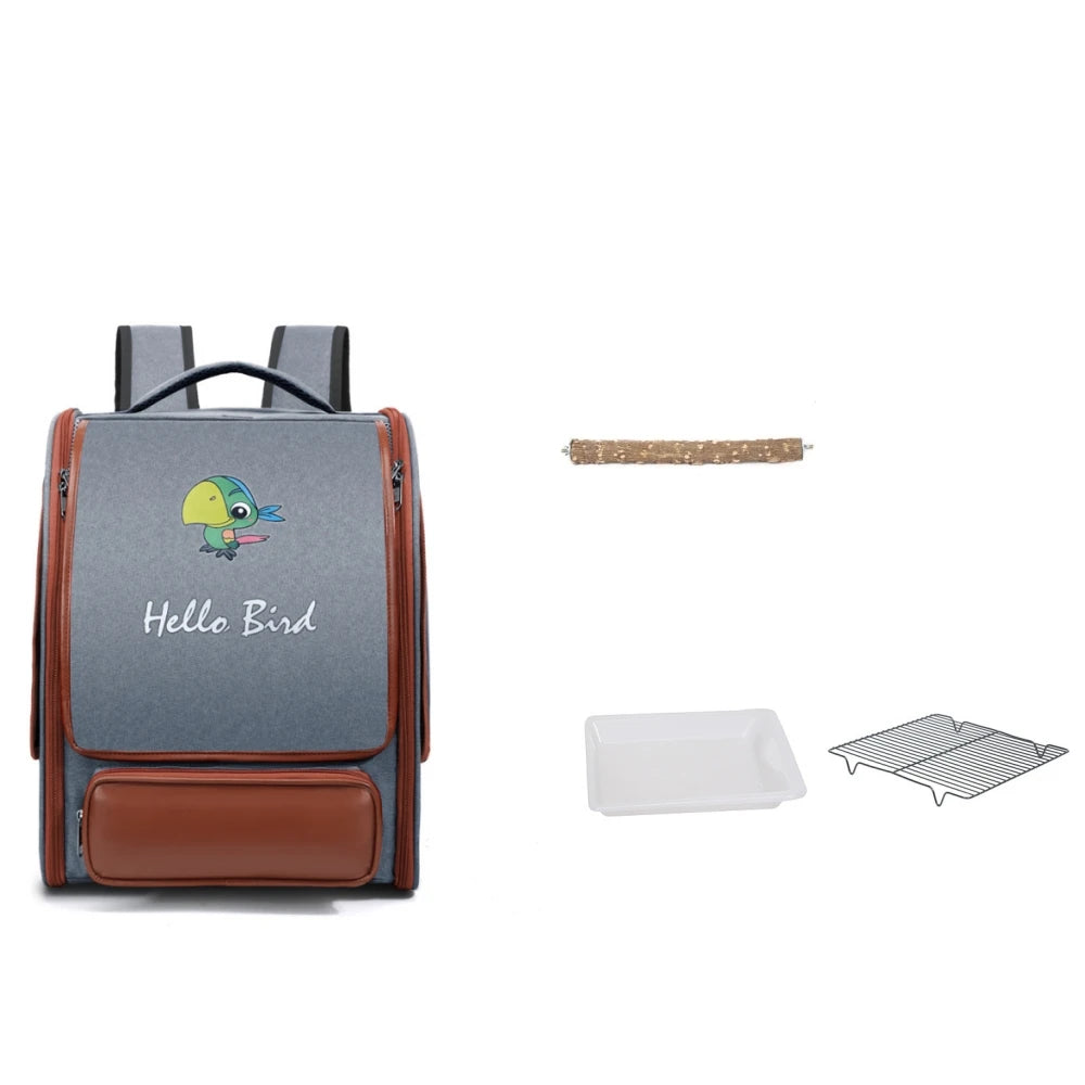 The Wing & Wander — Portable Bird Backpack Carrier with Perch & Tray 🦜✨