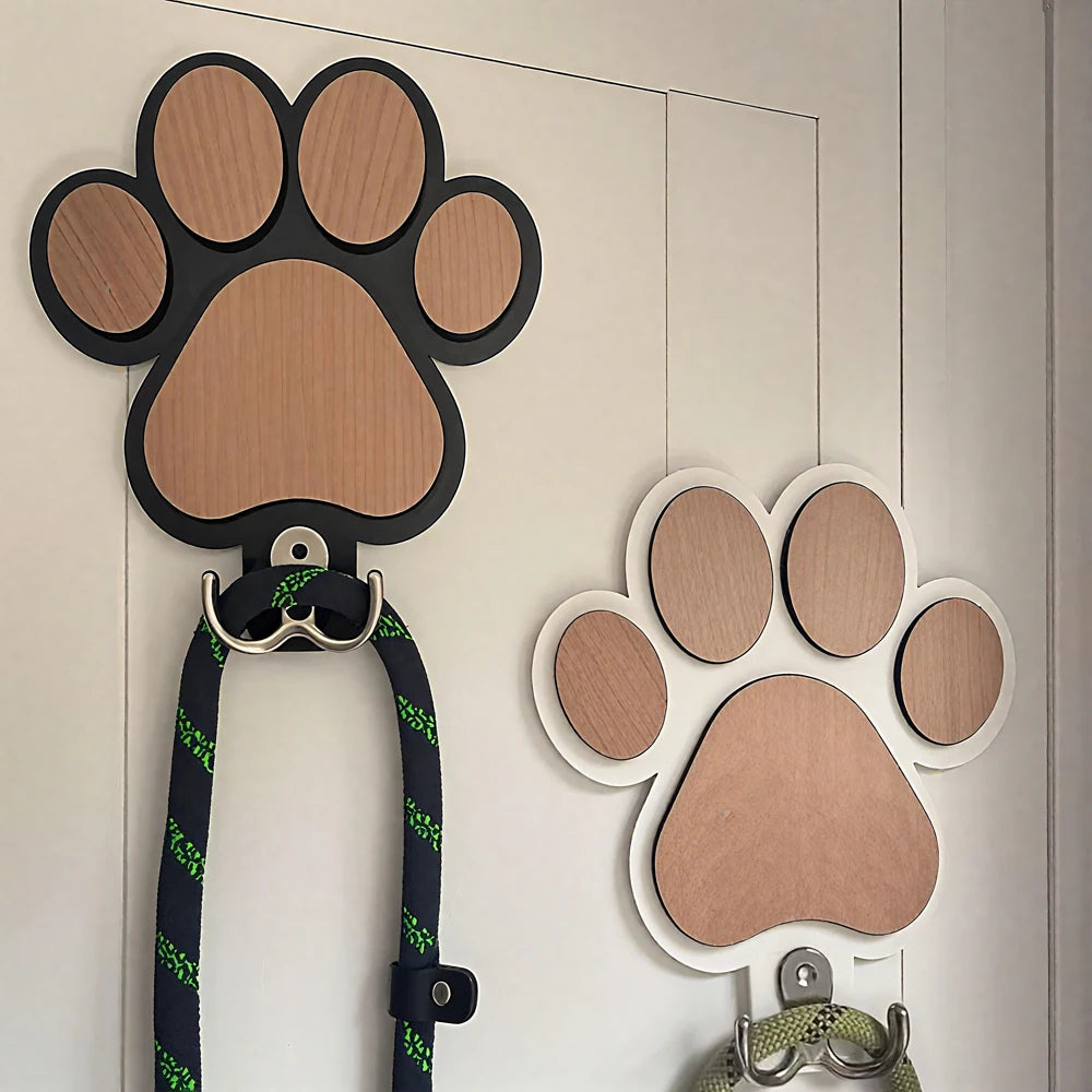 The Paw Hook — Wooden Paw Print Wall Hook for Dog Leashes, Collars & Coats 🐾🪵