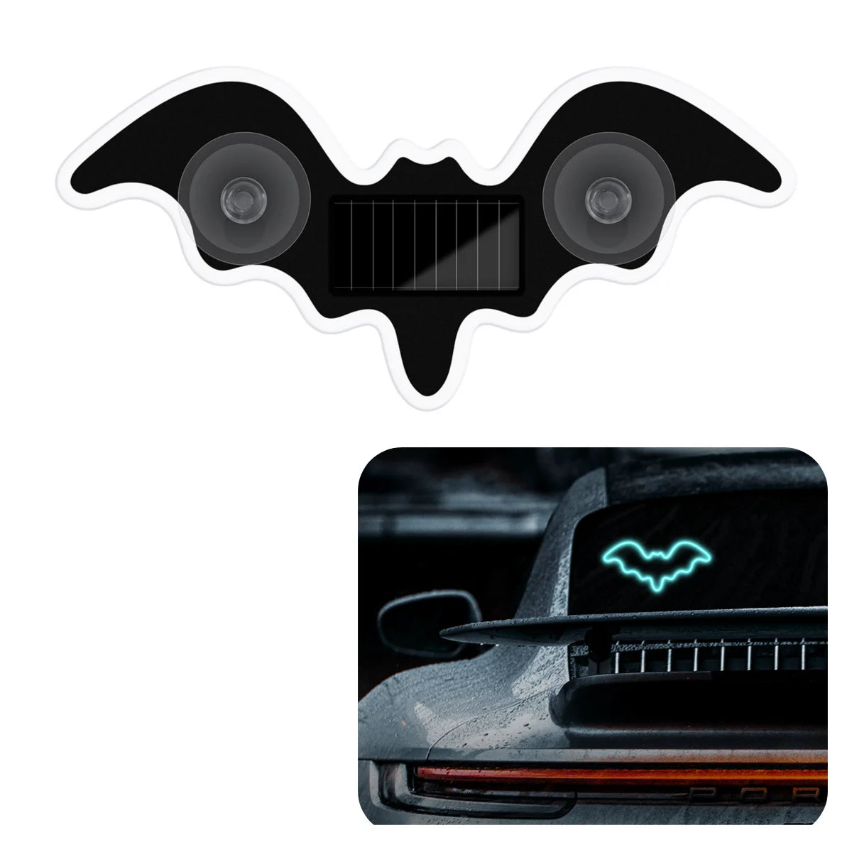 The Bat Signal — Solar Powered Bat LED Neon Atmosphere Light for Your Car 🦷💜