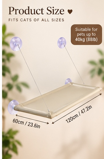 The Sky Lounge — Suction Cup Window Hammock Bed for Cats 🐈✨